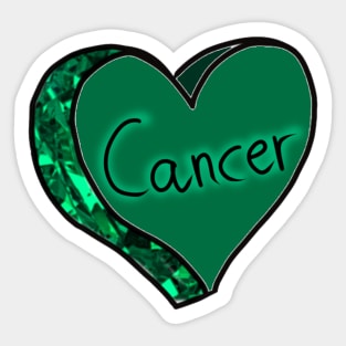 Emerald Green Cancer Star Sign Love Heart Sticker